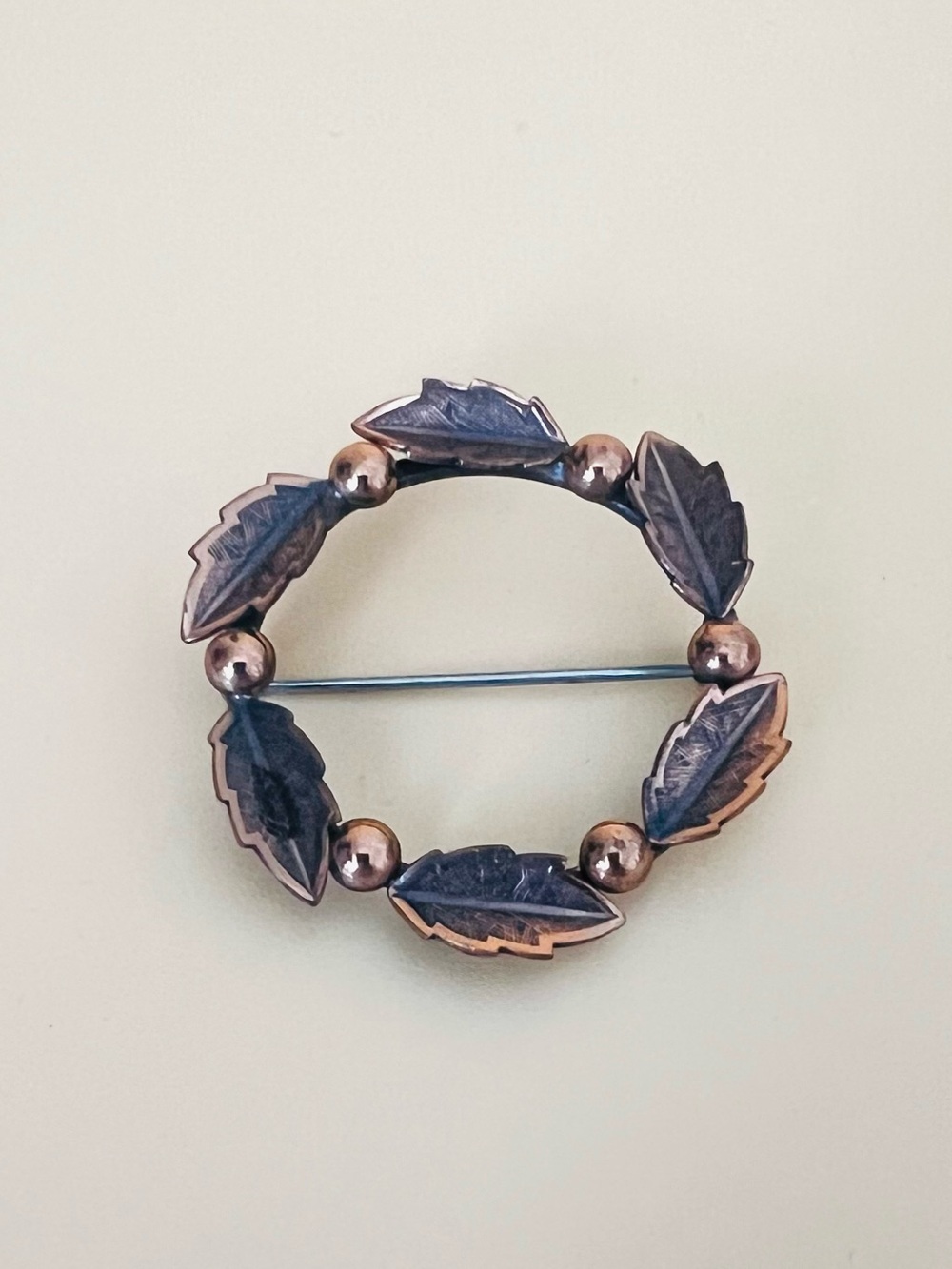 Vintage copper Leaf Brooch